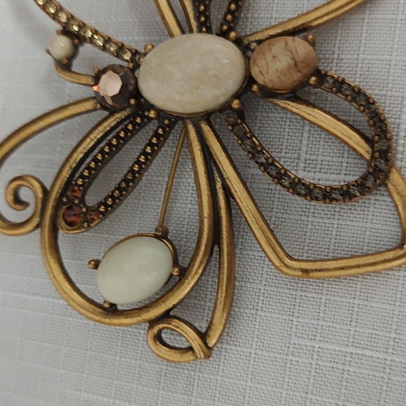 Gem and Rhinestone Chico's Butterfly Brooch - Picture 2 of 4